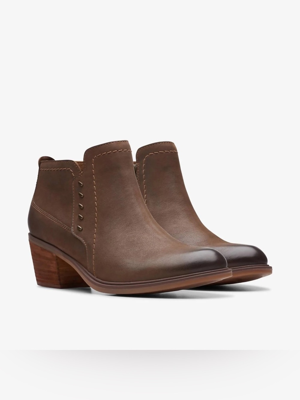 Clarks Neva Lo Womens Ankle Boots Dark Tan Leather 8W